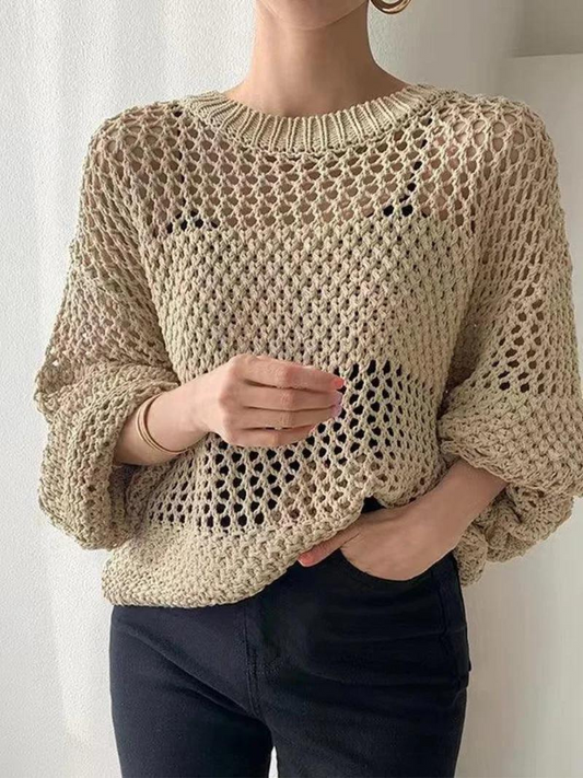 Summer Sweater Women – Lightweight Crocheted Knit Top