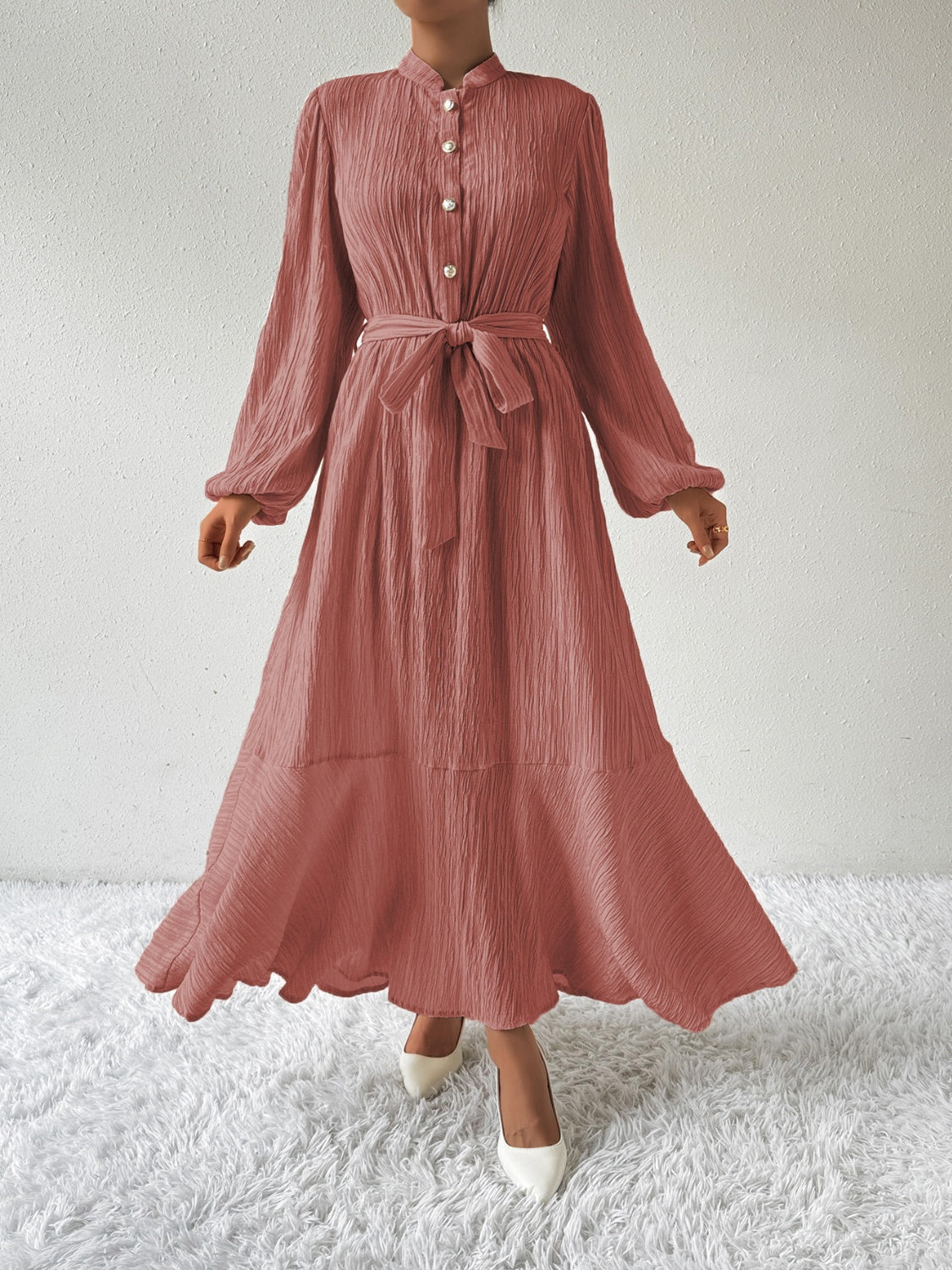 Elegant Long Sleeve Dress – Lightweight Chic Gown for All Occasions