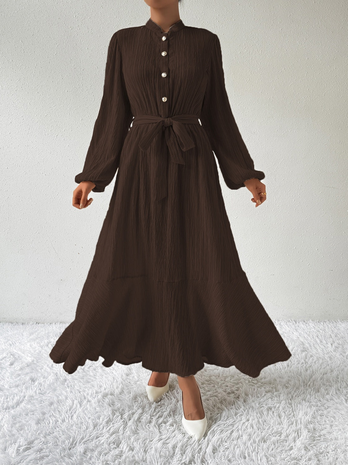 Elegant Long Sleeve Dress – Lightweight Chic Gown for All Occasions