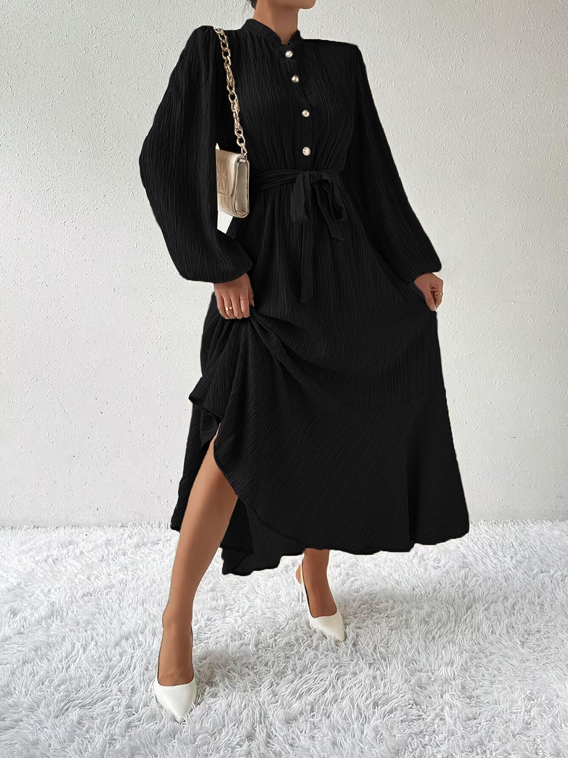 Elegant Long Sleeve Dress – Lightweight Chic Gown for All Occasions