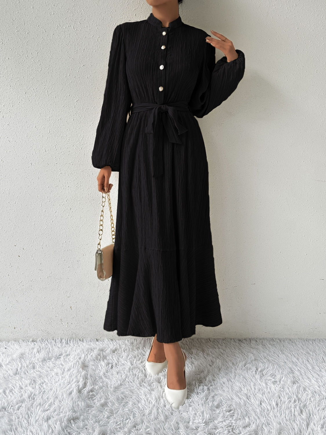 Elegant Long Sleeve Dress – Lightweight Chic Gown for All Occasions