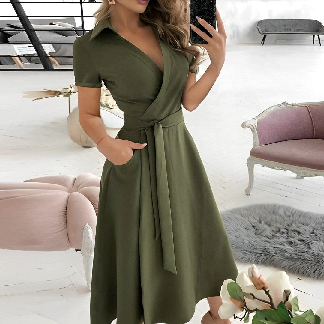 V-Neck A-Line Dress Women – Elegant Breathable Fashion for Any Occasion