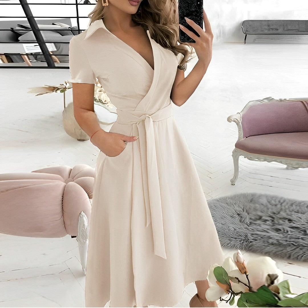 V-Neck A-Line Dress Women – Elegant Breathable Fashion for Any Occasion