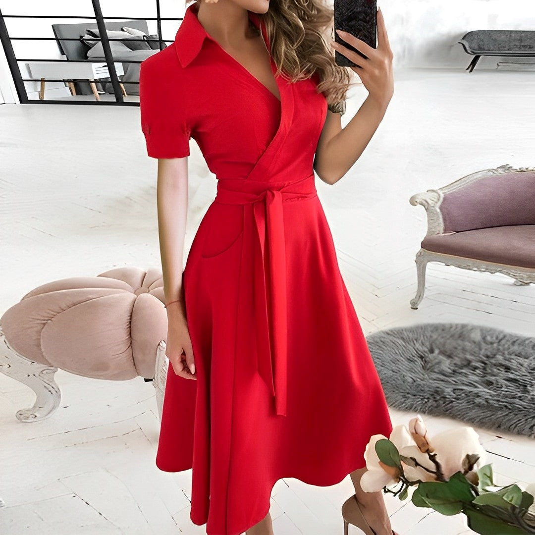 V-Neck A-Line Dress Women – Elegant Breathable Fashion for Any Occasion