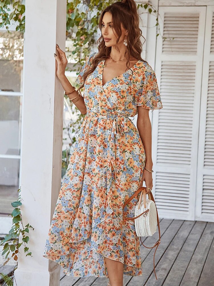 Floral Dress Women – Lightweight Elegant Bohemian Style for Summer