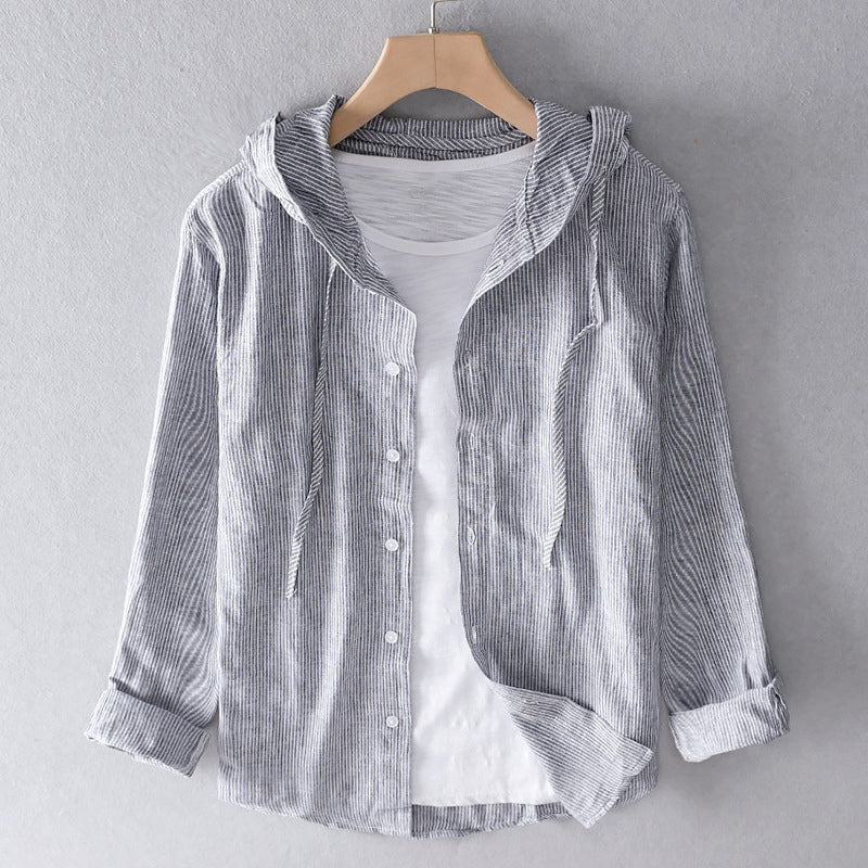 Linen Blouse Women – Breathable Hooded Round Neck Top