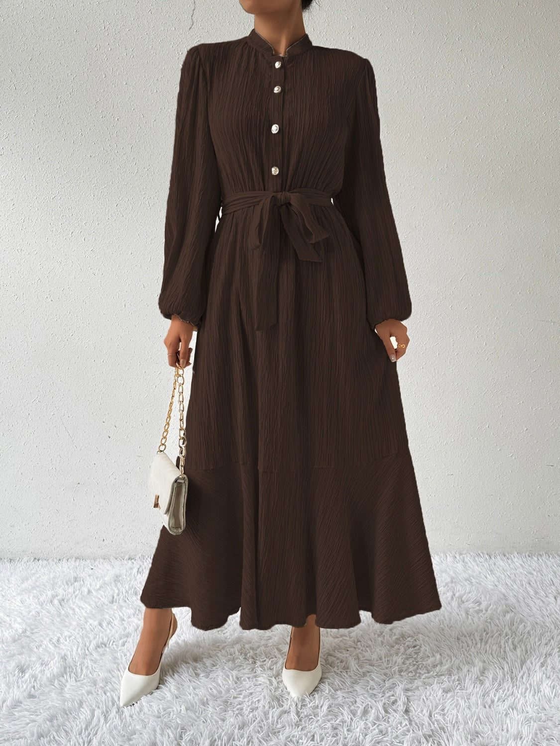 Elegant Long Sleeve Dress – Lightweight Chic Gown for All Occasions