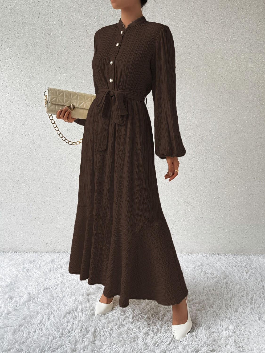 Elegant Long Sleeve Dress – Lightweight Chic Gown for All Occasions