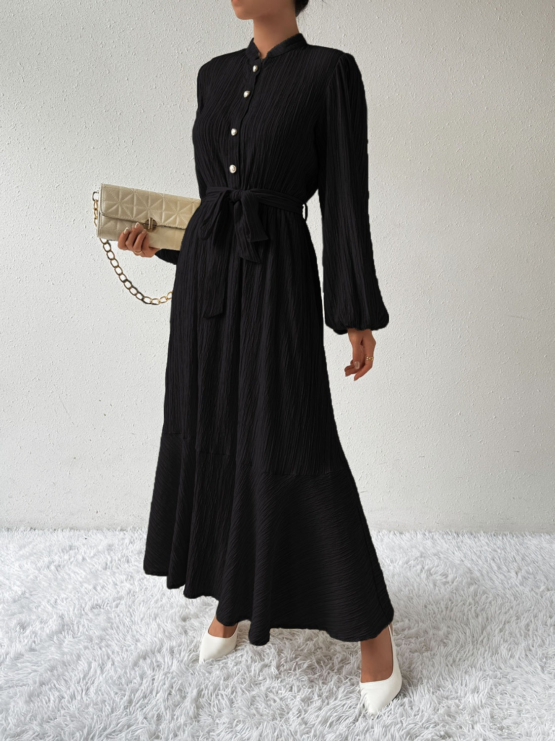 Elegant Long Sleeve Dress – Lightweight Chic Gown for All Occasions