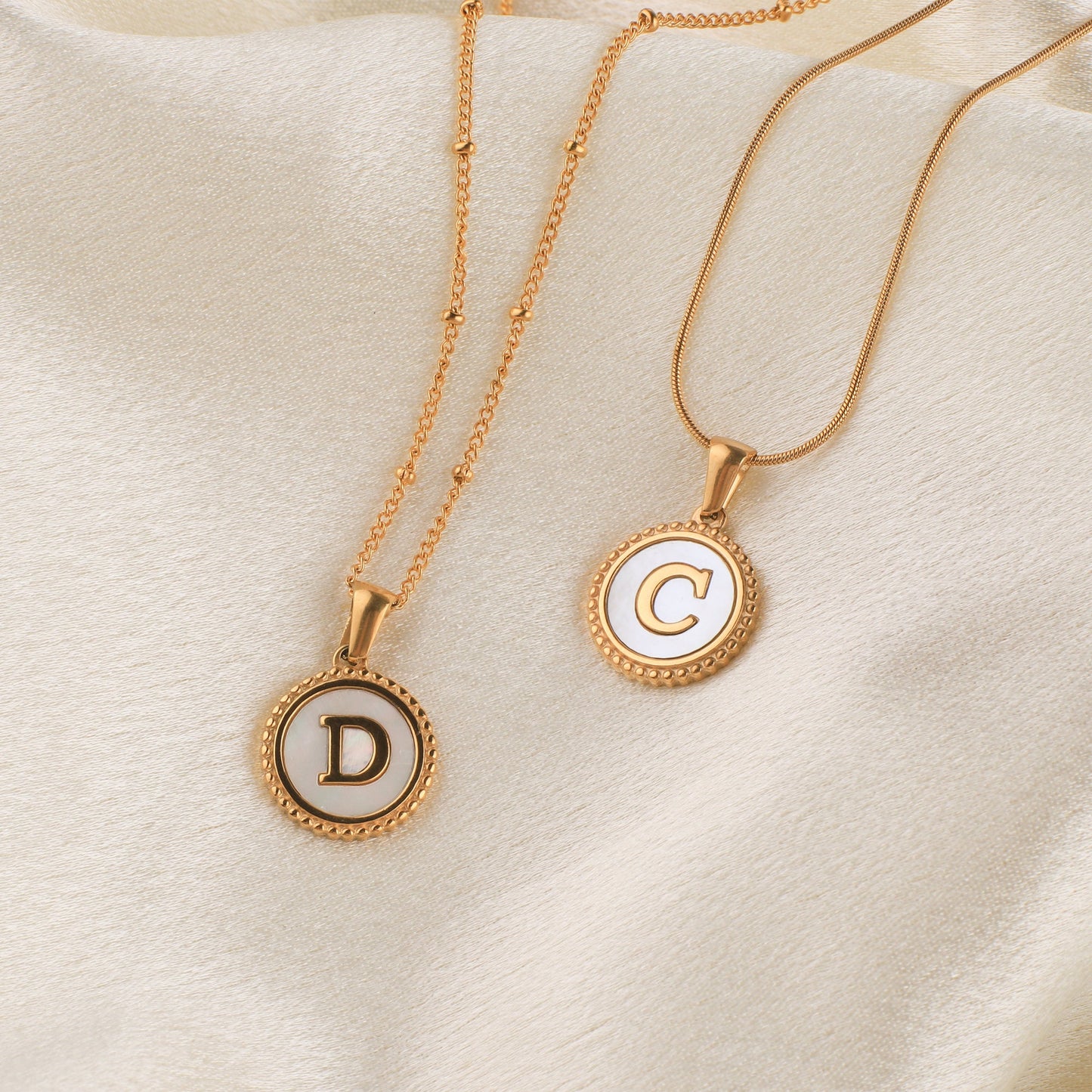 Custom Initial Mother of Pearl Necklace for Women