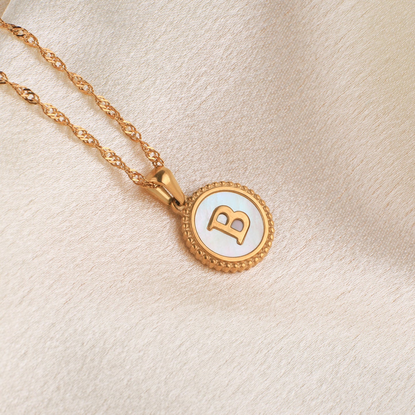 Custom Initial Mother of Pearl Necklace for Women