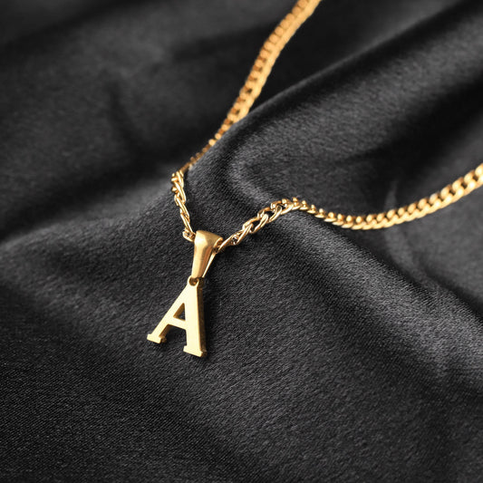 18K Gold Initial Necklace For Men, Gold Custom Necklace