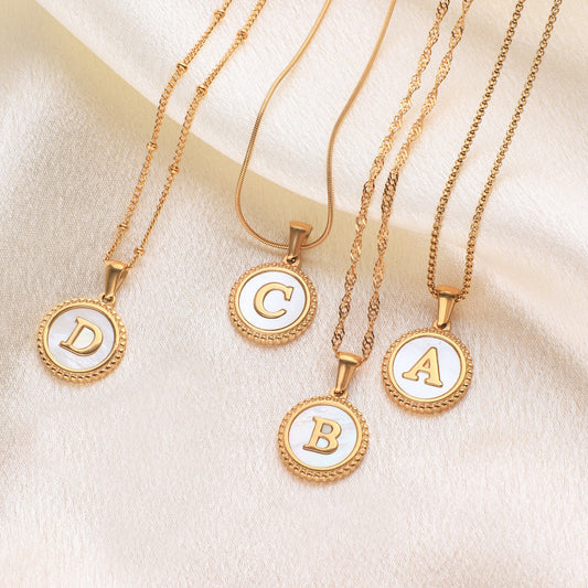 Custom Initial Mother of Pearl Necklace for Women