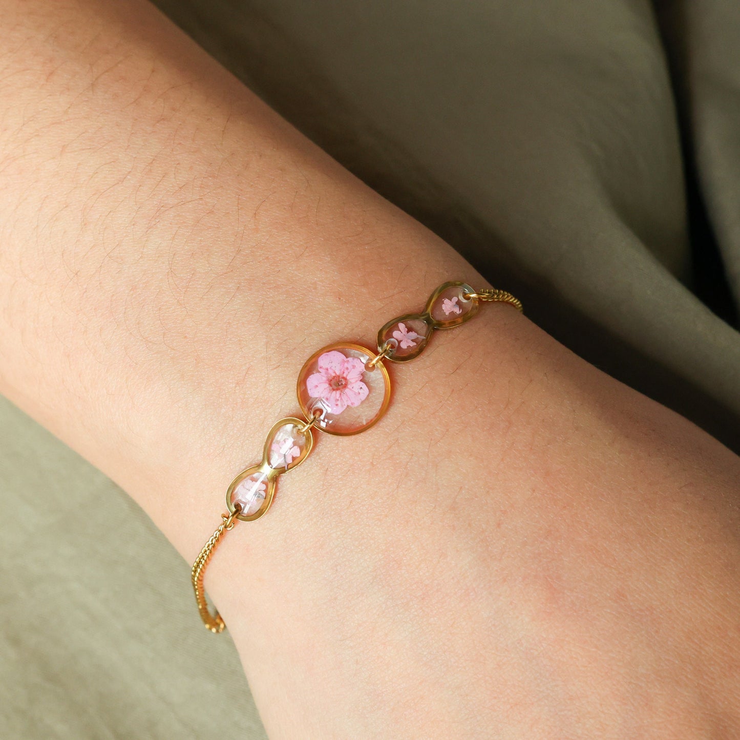 Pink Forget Me Not Flower Bracelet for Women