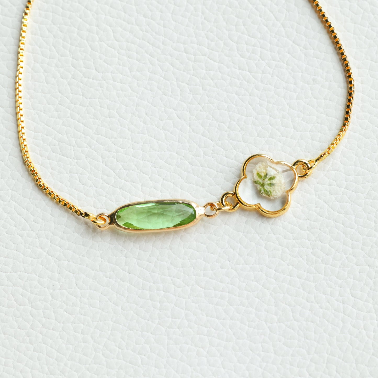 Custom Baby's Breath Flower with Birthstone Bracelet