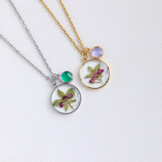 Custom Birthstone Green Leaf Necklace