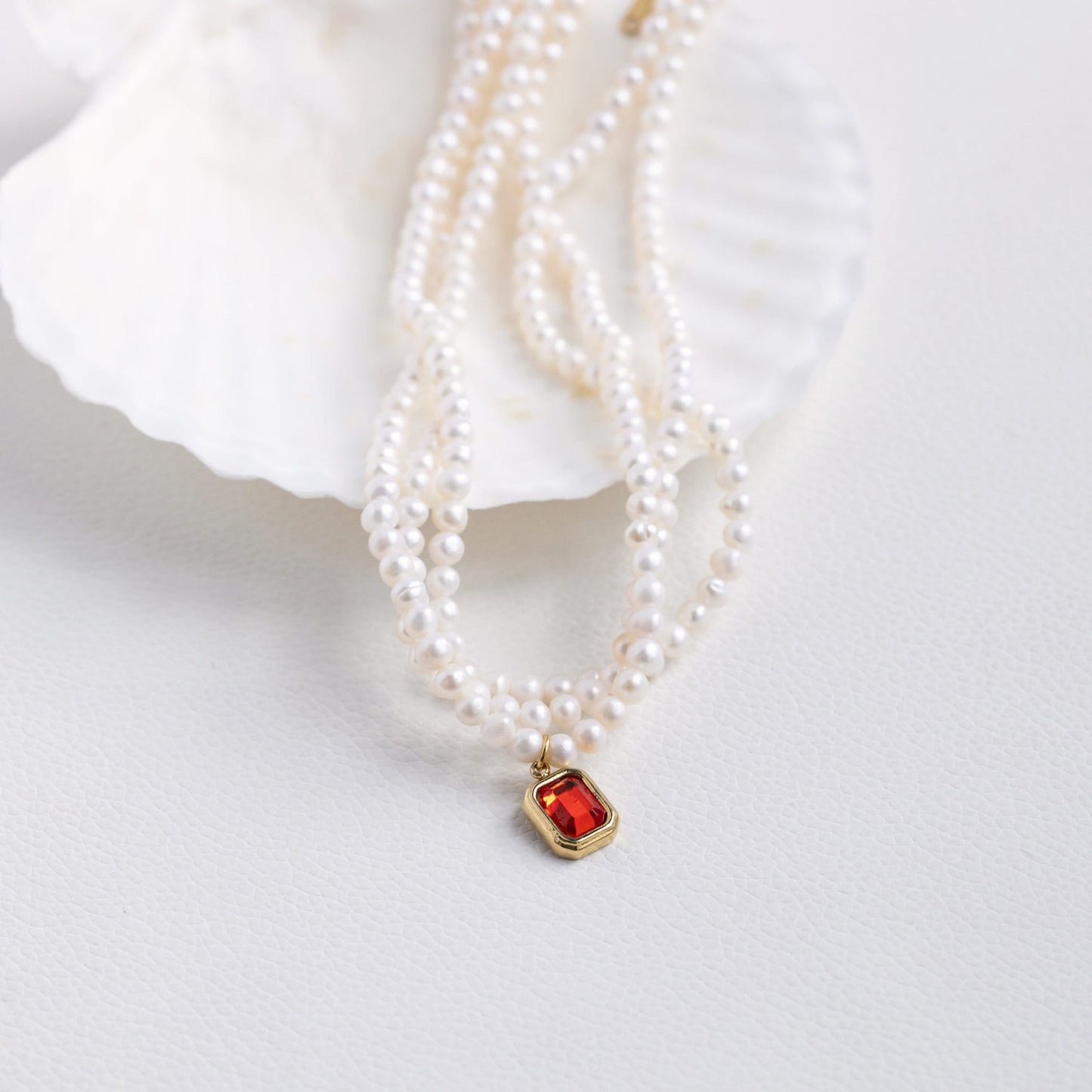 Custom Birthstone Pearl Necklace for Women