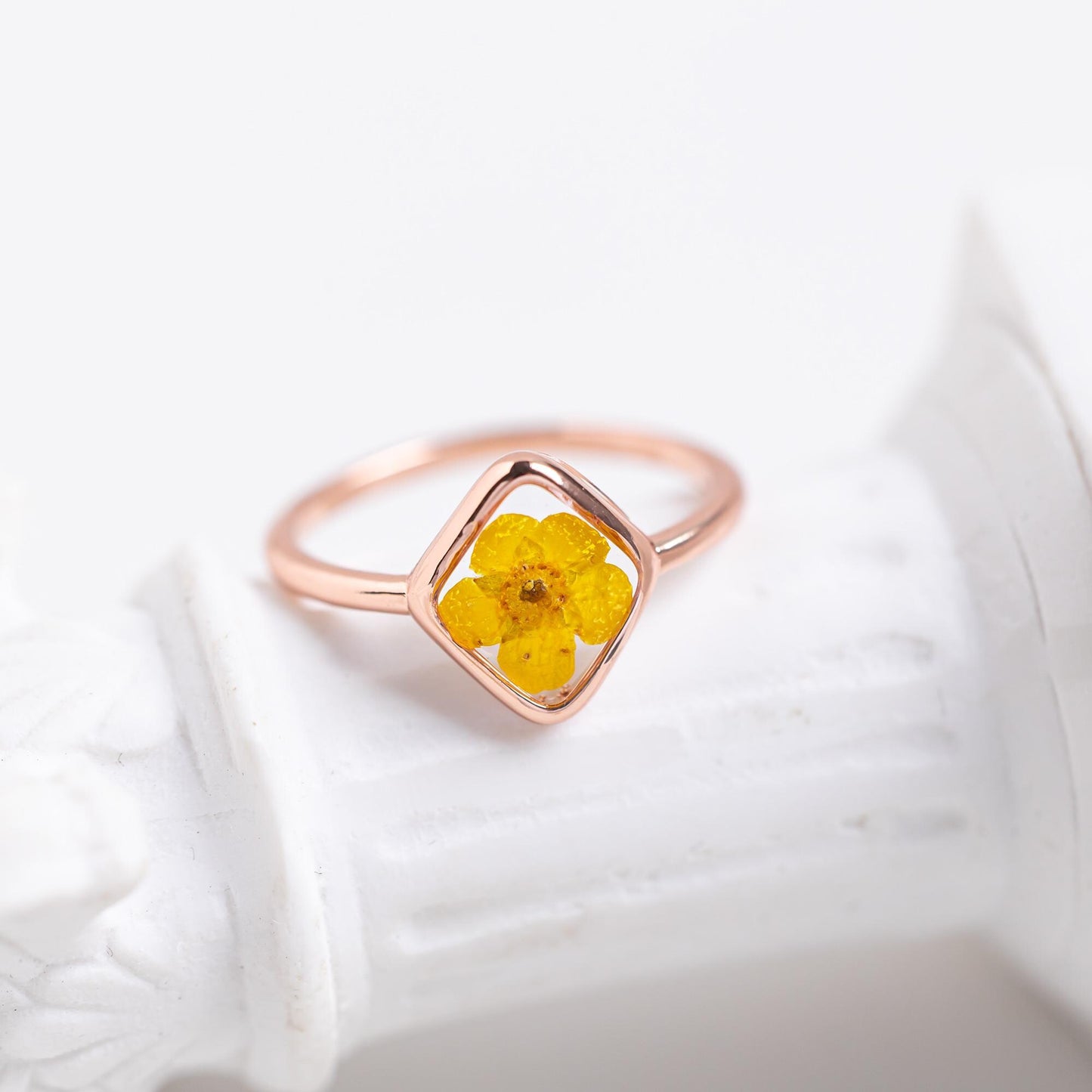Yellow Daffodils Flower Ring for Women