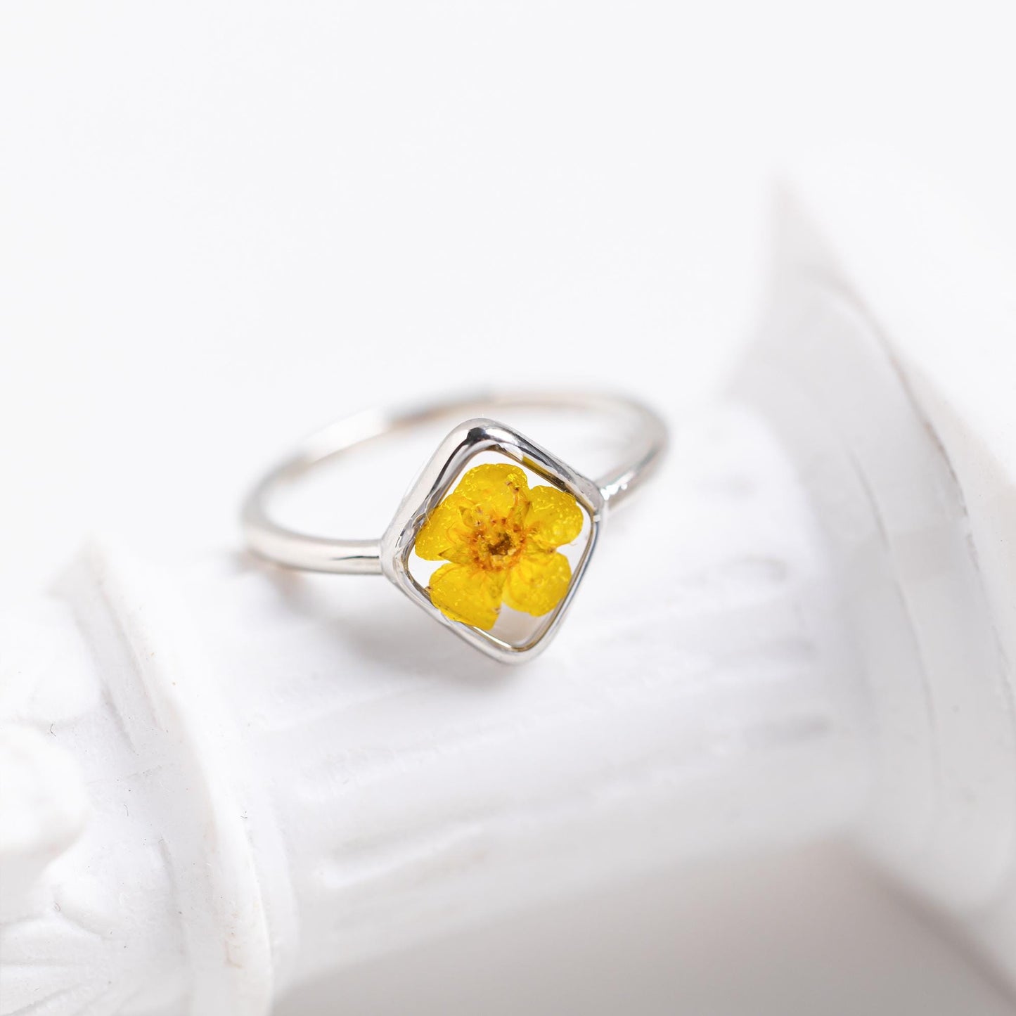 Yellow Daffodils Flower Ring for Women