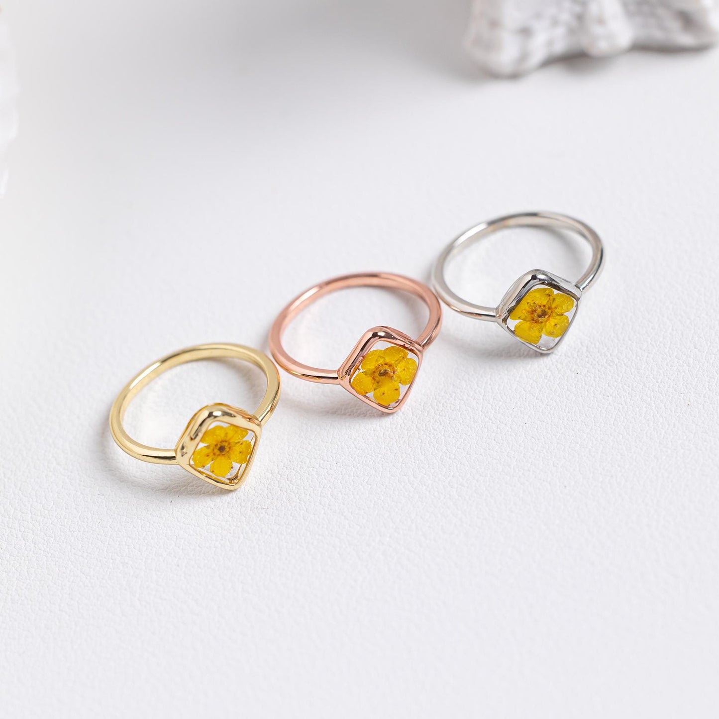 Yellow Daffodils Flower Ring for Women