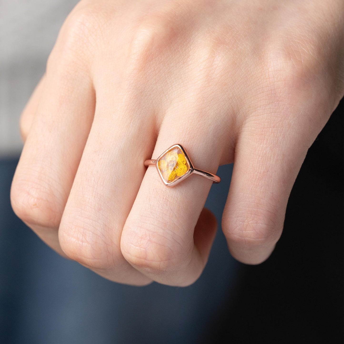 Yellow Daffodils Flower Ring for Women