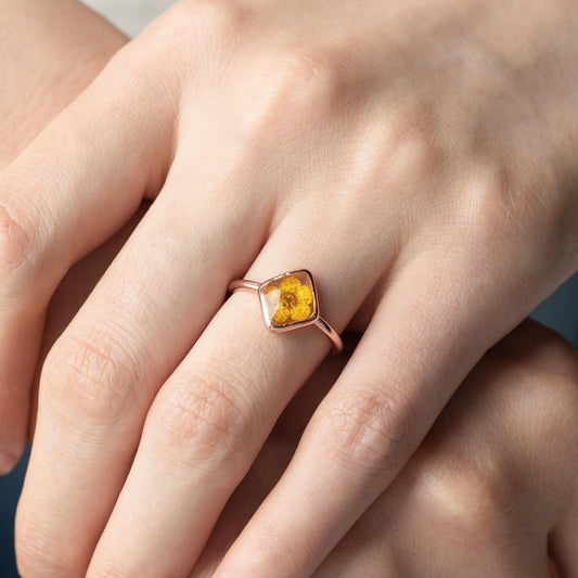 Yellow Daffodils Flower Ring for Women