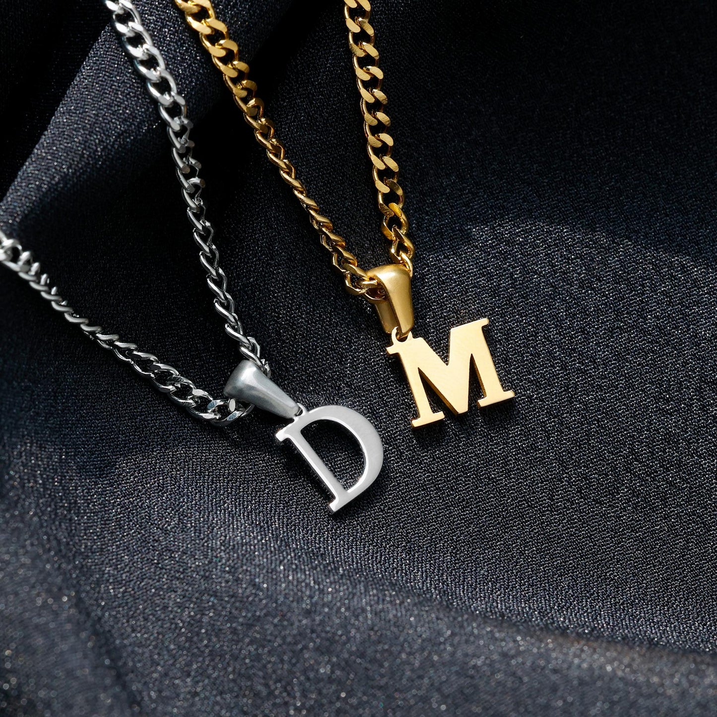 18K Gold Initial Necklace For Men, Gold Custom Necklace