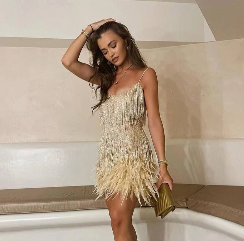 Iridescent Cocktail Dress Women – Elegant Rumba Evening Wear for Parties