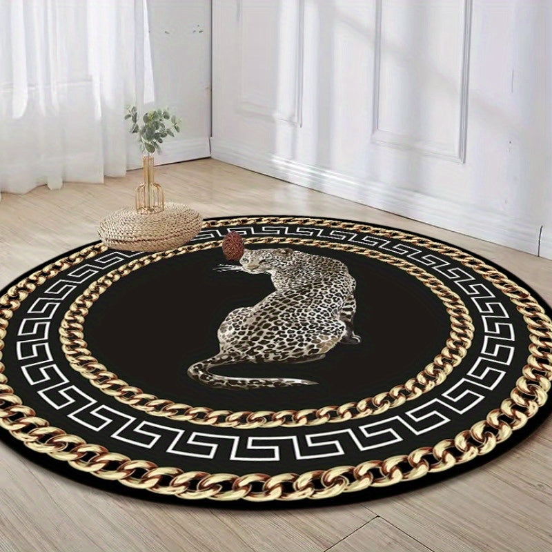 Leopard Print Round Carpet for Stylish Home Decor and Office Use