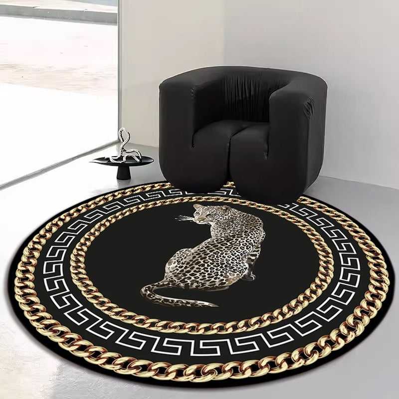 Leopard Print Round Carpet for Stylish Home Decor and Office Use