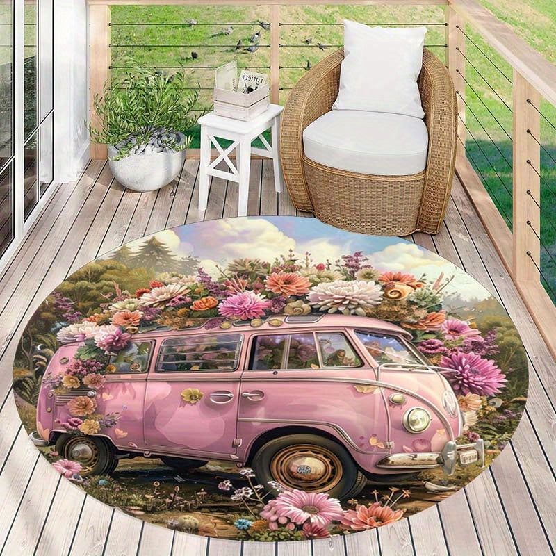 Elegant Non-Slip Floral Rug for Home and Office Decor, Soft Material