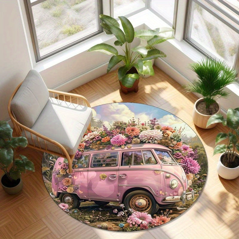 Elegant Non-Slip Floral Rug for Home and Office Decor, Soft Material