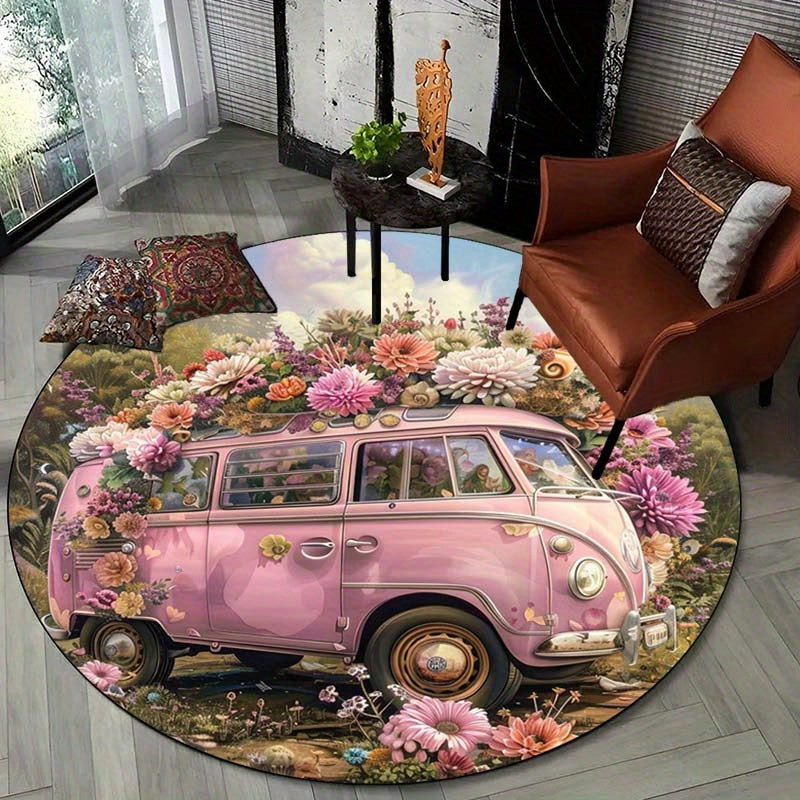 Elegant Non-Slip Floral Rug for Home and Office Decor, Soft Material