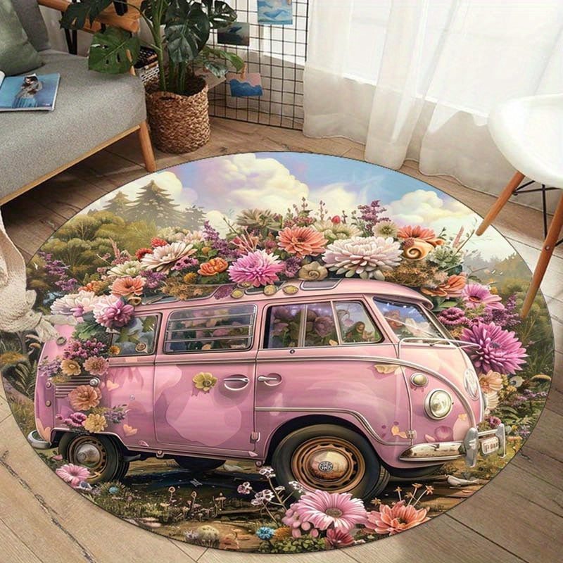 Elegant Non-Slip Floral Rug for Home and Office Decor, Soft Material