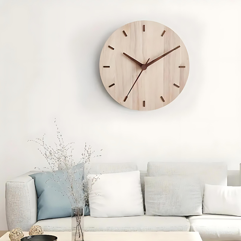 Nordic Wall Clock in Real Walnut Wood for Home and Office Decor