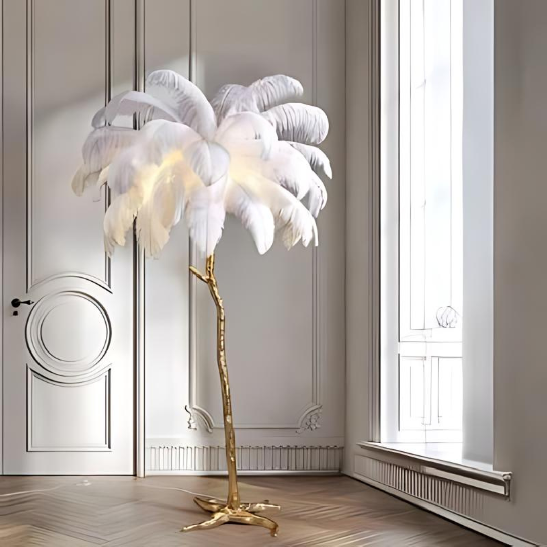 Ostrich Feather Floor Lamp - Elegant Lighting for Home and Office Decor