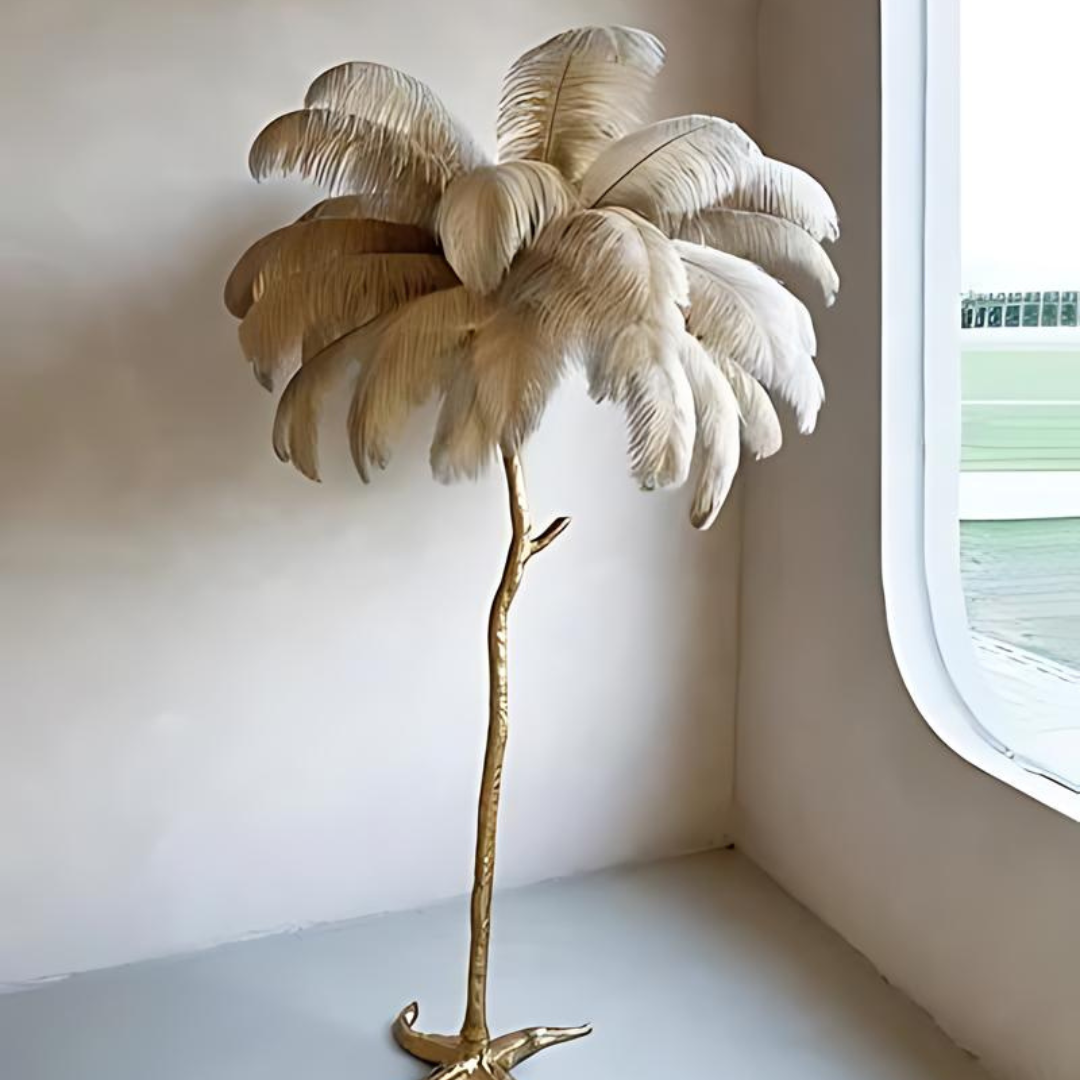 Ostrich Feather Floor Lamp - Elegant Lighting for Home and Office Decor