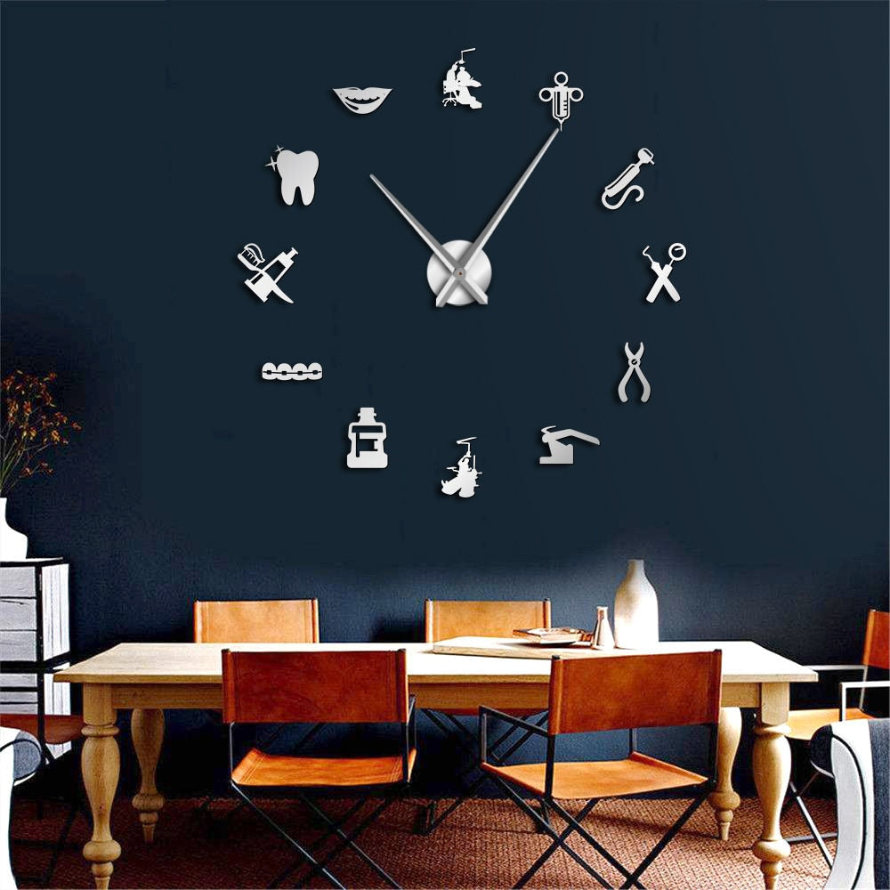 Dental Wall Clock - Large Stylish Timepiece for Home or Office Decor