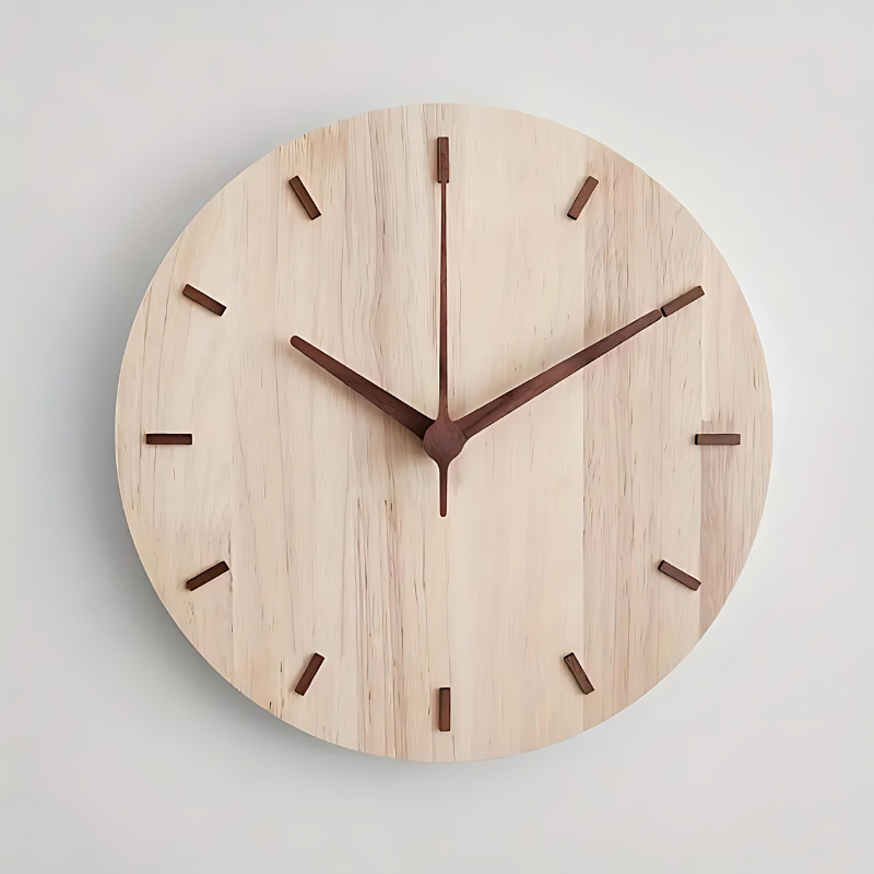 Nordic Wall Clock in Real Walnut Wood for Home and Office Decor