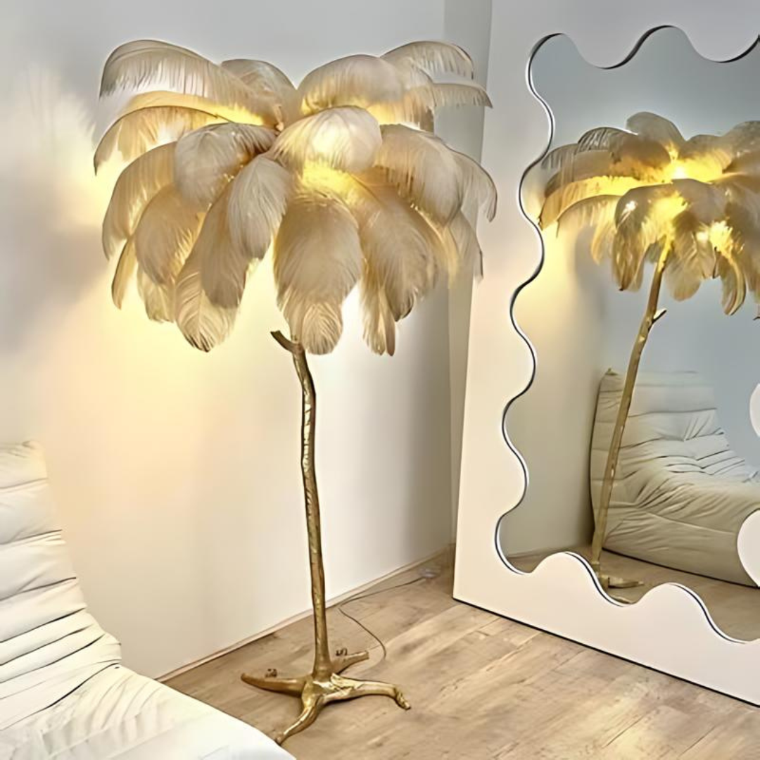 Ostrich Feather Floor Lamp - Elegant Lighting for Home and Office Decor