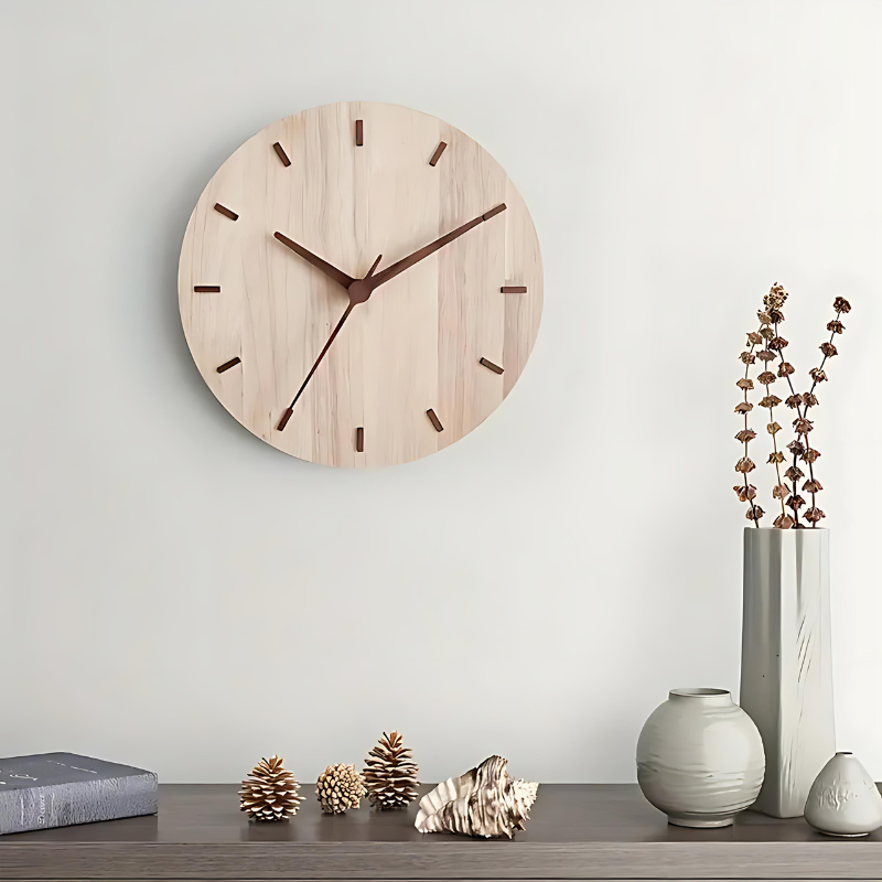 Nordic Wall Clock in Real Walnut Wood for Home and Office Decor