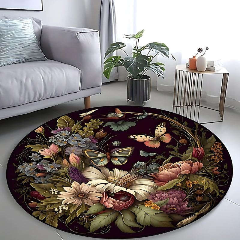 Round Stylish Area Rug for Home and Office - Modern Design, Soft Material