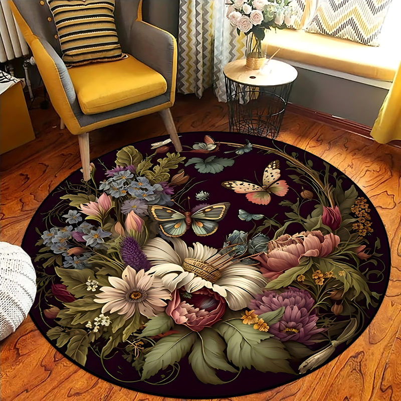 Round Stylish Area Rug for Home and Office - Modern Design, Soft Material