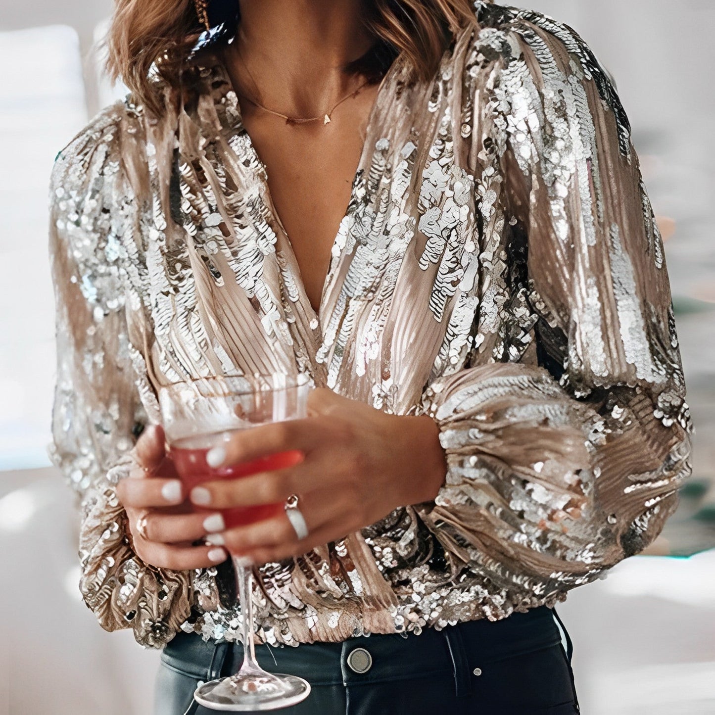 Sparkly Blouse for Women – Elegant Party Top with Shimmer