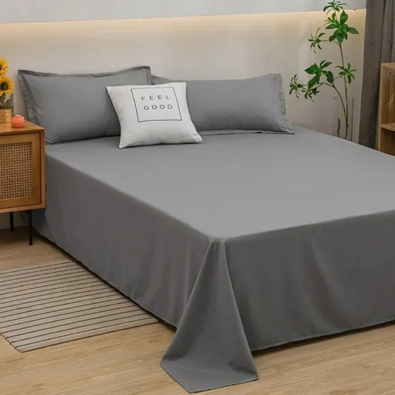 Solid Colour Bed Sheet - Soft, Durable Bedding for Home & Office Use