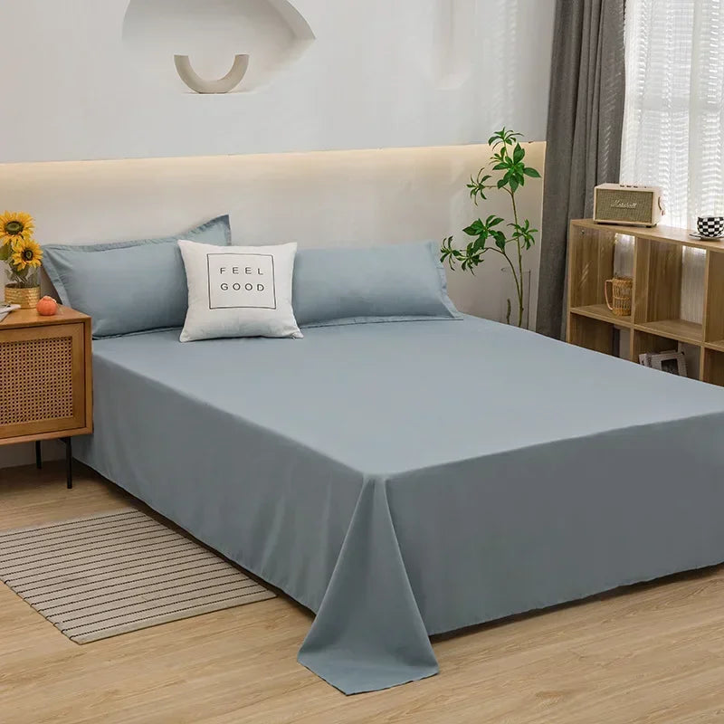 Solid Colour Bed Sheet - Soft, Durable Bedding for Home & Office Use