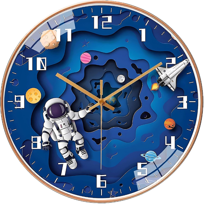 Astronaut Wall Clock for Kids - Space-Themed Decor for Home or Office