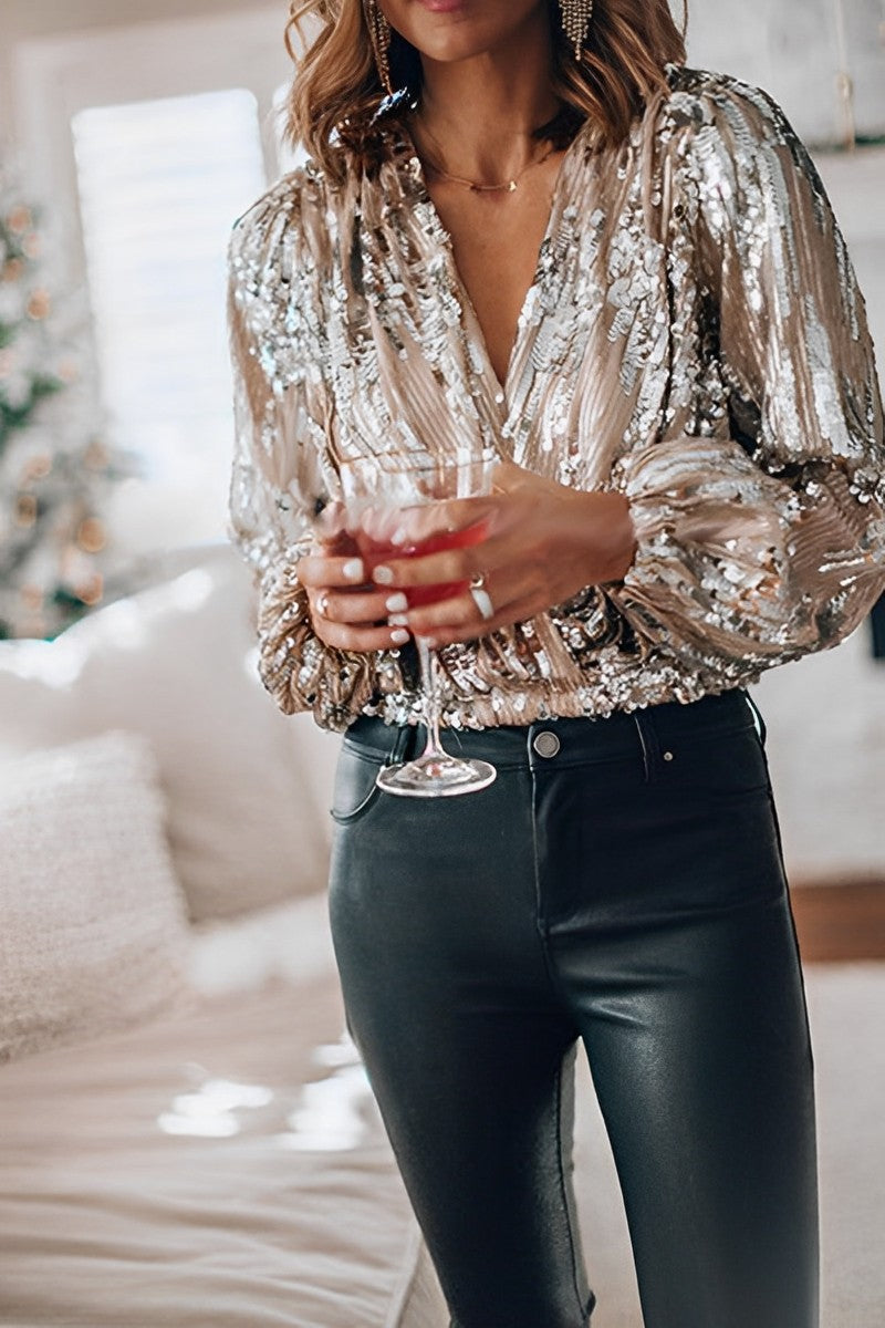 Sparkly Blouse for Women – Elegant Party Top with Shimmer