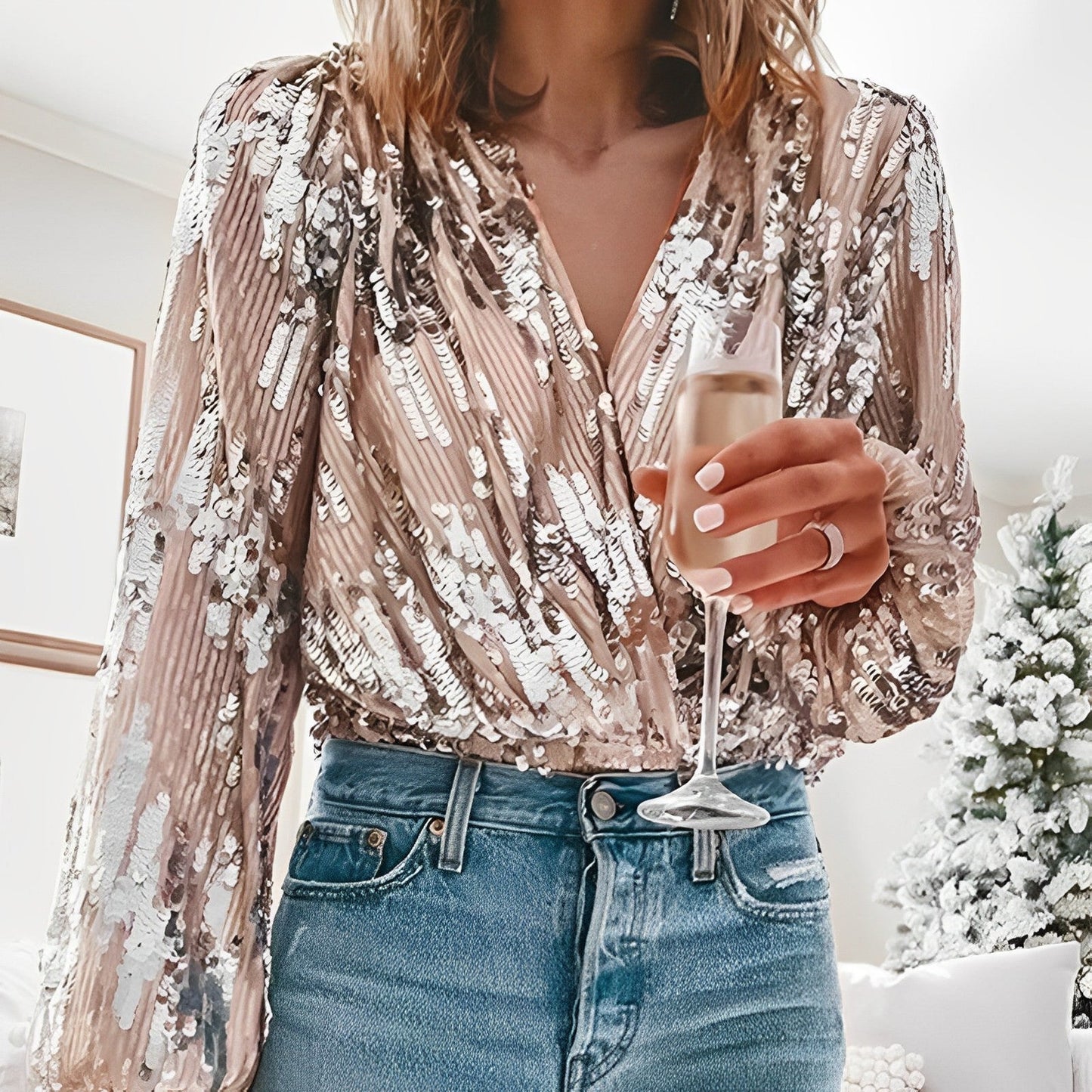 Sparkly Blouse for Women – Elegant Party Top with Shimmer