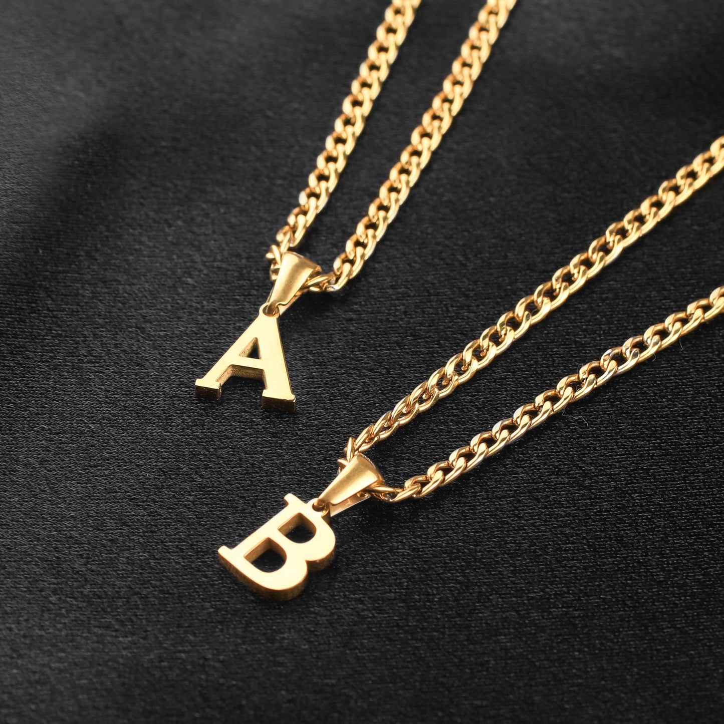 18K Gold Initial Necklace For Men, Gold Custom Necklace